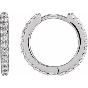 14K Gold Lab-Grown Diamond Hinged Hoop Earrings - Options Available