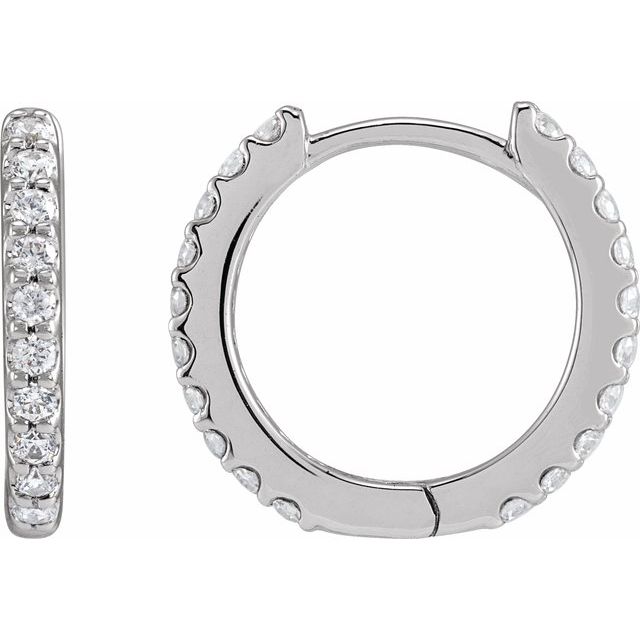 14K Gold Lab-Grown Diamond Hinged Hoop Earrings - Options Available