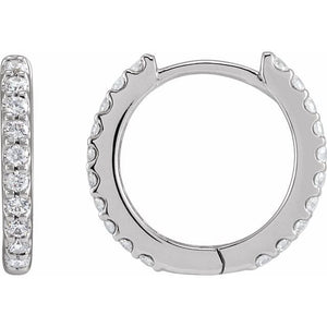 14K Gold Lab-Grown Diamond Hinged Hoop Earrings - Options Available