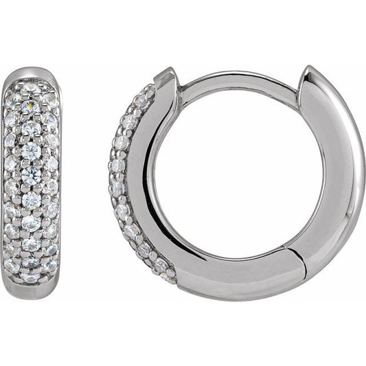 14K Gold Lab-Grown Diamond Hinged Hoop Earrings