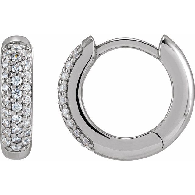 14K Gold Lab-Grown Diamond Hinged Hoop Earrings