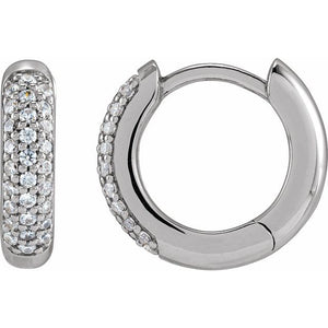 14K Gold Lab-Grown Diamond Hinged Hoop Earrings