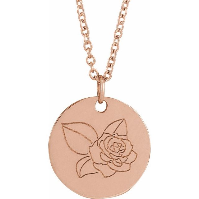 June Rose Birth Flower Necklace in 14K Gold, Sterling Silver and Platinum