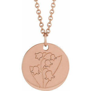 June Rose Birth Flower Necklace in 14K Gold, Sterling Silver and Platinum