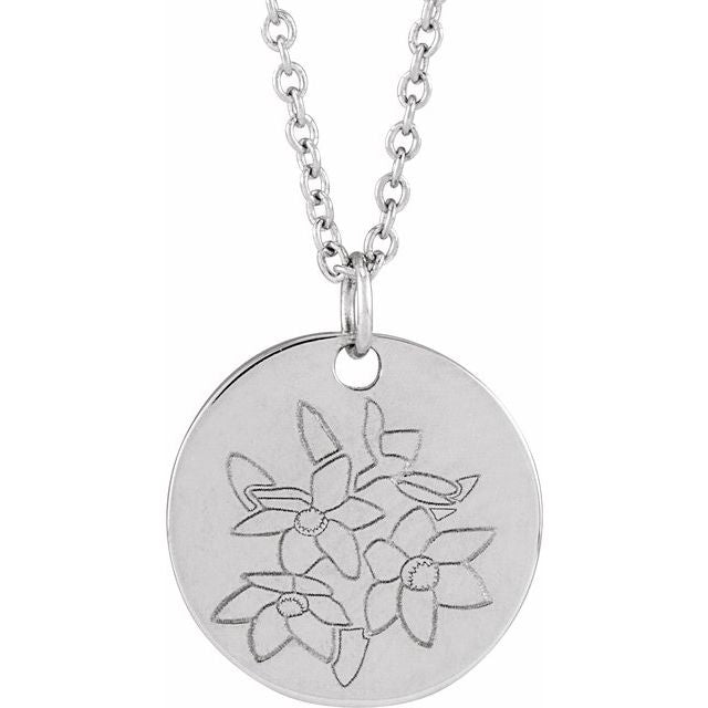 June Rose Birth Flower Necklace in 14K Gold, Sterling Silver and Platinum