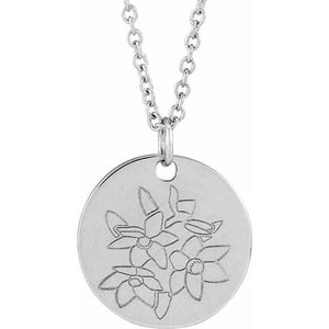 June Rose Birth Flower Necklace in 14K Gold, Sterling Silver and Platinum