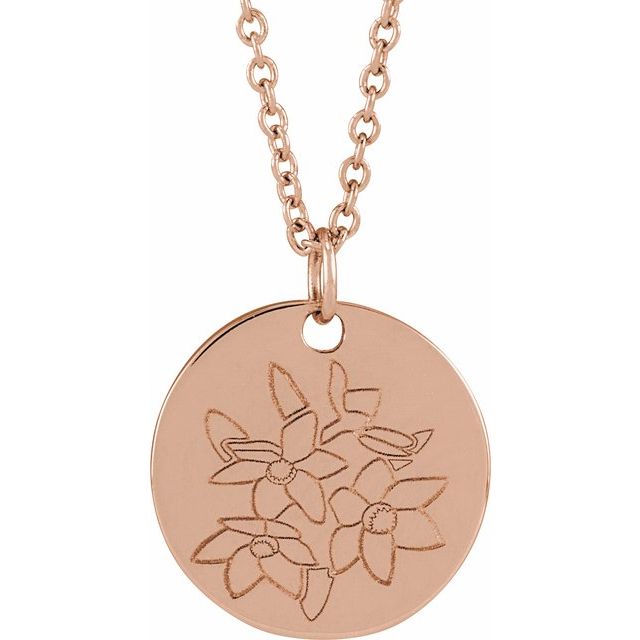 June Rose Birth Flower Necklace in 14K Gold, Sterling Silver and Platinum