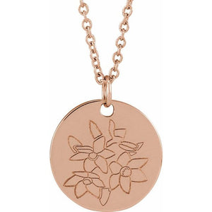 June Rose Birth Flower Necklace in 14K Gold, Sterling Silver and Platinum