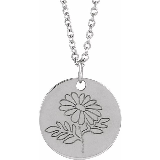 June Rose Birth Flower Necklace in 14K Gold, Sterling Silver and Platinum