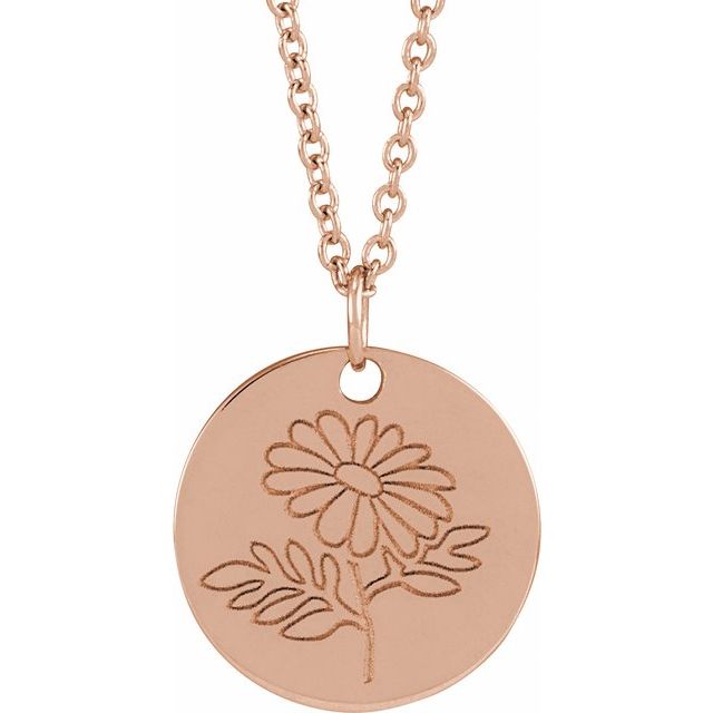 June Rose Birth Flower Necklace in 14K Gold, Sterling Silver and Platinum