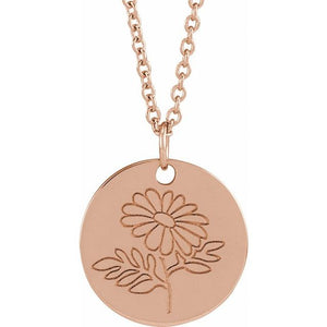 June Rose Birth Flower Necklace in 14K Gold, Sterling Silver and Platinum