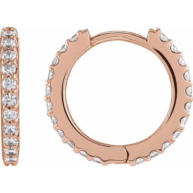 14K Gold Lab-Grown Diamond Hinged Hoop Earrings - Options Available