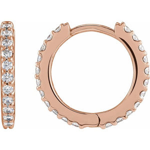 14K Gold Lab-Grown Diamond Hinged Hoop Earrings - Options Available