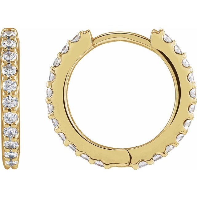 14K Gold Lab-Grown Diamond Hinged Hoop Earrings - Options Available