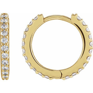 14K Gold Lab-Grown Diamond Hinged Hoop Earrings - Options Available
