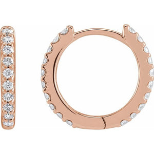 14K Gold Lab-Grown Diamond Hinged Hoop Earrings - Options Available