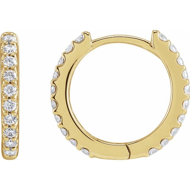 14K Gold Lab-Grown Diamond Hinged Hoop Earrings - Options Available