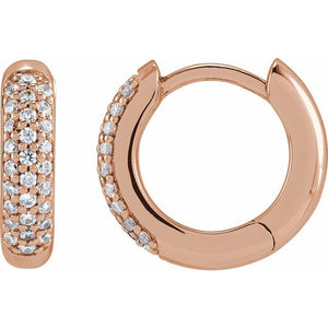 14K Gold Lab-Grown Diamond Hinged Hoop Earrings