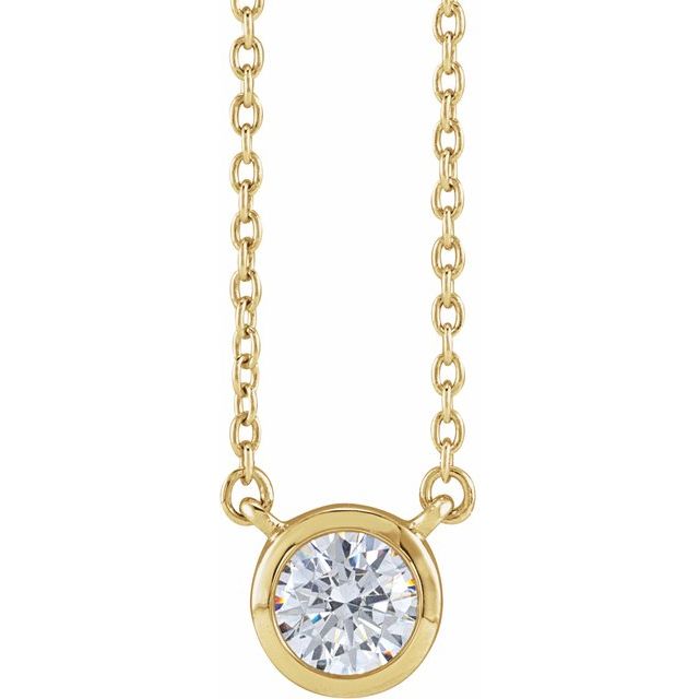 1/2 CTW Lab-Grown Diamond Round Adjustable Necklace in 14K Gold