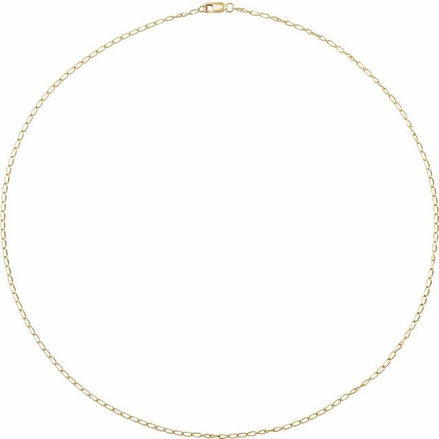 14K Gold 1.6 mm Elongated Curb 16 Inch Chain - Polished Design