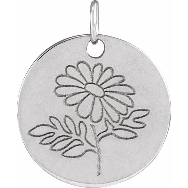 March Daffodil Birth Flower Pendant | 14K Gold, Silver & Platinum | Polished