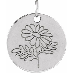March Daffodil Birth Flower Pendant in 14K Gold & Platinum
