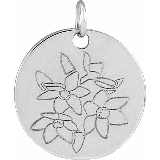 Birth Flower Pendant Necklace for All Twelve Months in 14K Gold & Platinum