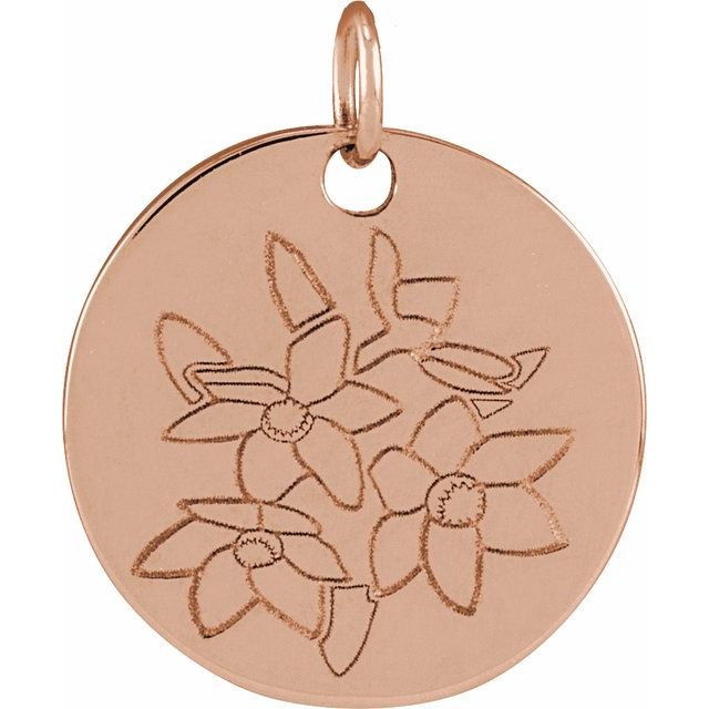 Birth Flower Pendant Necklace for All Twelve Months in 14K Gold & Platinum