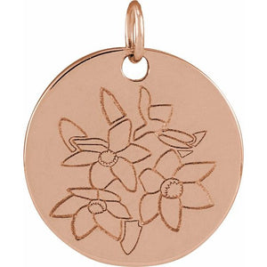 Birth Flower Pendant Necklace for All Twelve Months in 14K Gold & Platinum