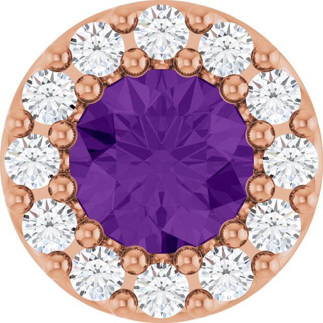 0.08 CTW Natural Amethyst and Diamond Halo-Style Pendant in 14K Gold, Silver & Platinum