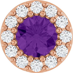 0.08 CTW Natural Amethyst and Diamond Halo-Style Pendant in 14K Gold, Silver & Platinum