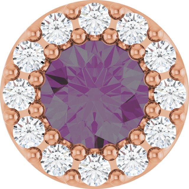 0.08 CTW Natural Amethyst and Diamond Halo-Style Pendant in 14K Gold, Silver & Platinum