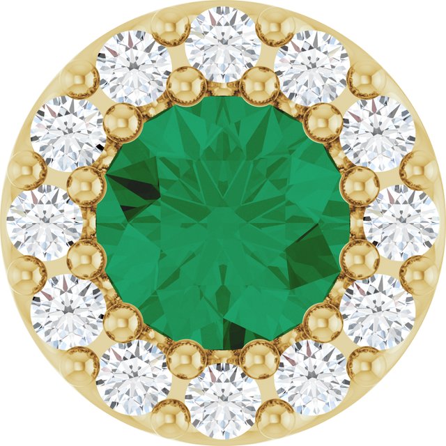0.08 CTW Lab-Grown Emerald & Natural Diamond Halo Pendant in 14K Gold, Silver & Platinum