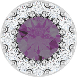 0.08 CTW Natural Amethyst and Diamond Halo-Style Pendant in 14K Gold, Silver & Platinum