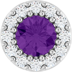 0.08 CTW Natural Amethyst and Diamond Halo-Style Pendant in 14K Gold, Silver & Platinum