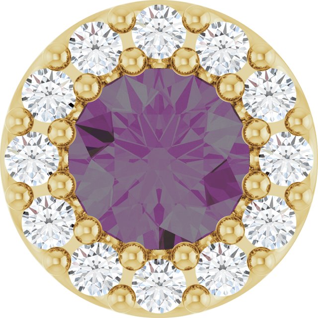 0.08 CTW Natural Amethyst and Diamond Halo-Style Pendant in 14K Gold, Silver & Platinum