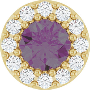 0.08 CTW Natural Amethyst and Diamond Halo-Style Pendant in 14K Gold, Silver & Platinum