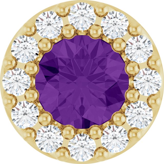 0.08 CTW Natural Amethyst and Diamond Halo-Style Pendant in 14K Gold, Silver & Platinum