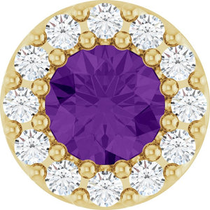 0.08 CTW Natural Amethyst and Diamond Halo-Style Pendant in 14K Gold, Silver & Platinum