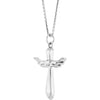 14K Yellow Gold, 19.9x12.5 mm Angel Wings Heart Cross Necklace with Diamonds