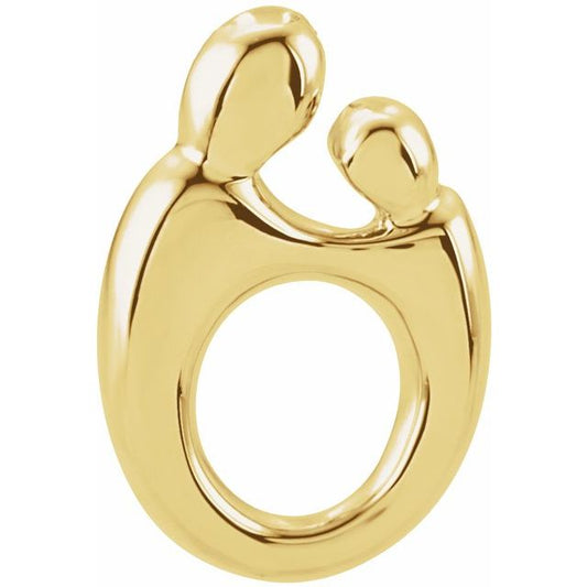 Mother and Child Polished Gold Pendant in 10K and 14K Gold Multiple Sizes
