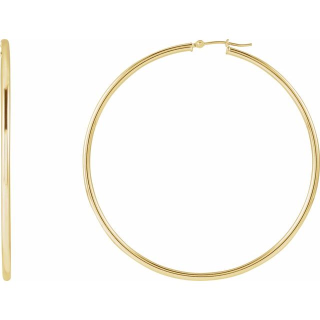 Round Tube Hoop Earrings | 14K Gold options* | 13–60 Mm × 2 Mm | Round | Friction Backs | Polished