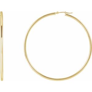 14K Rose Tube 13 mm Hoop Earrings