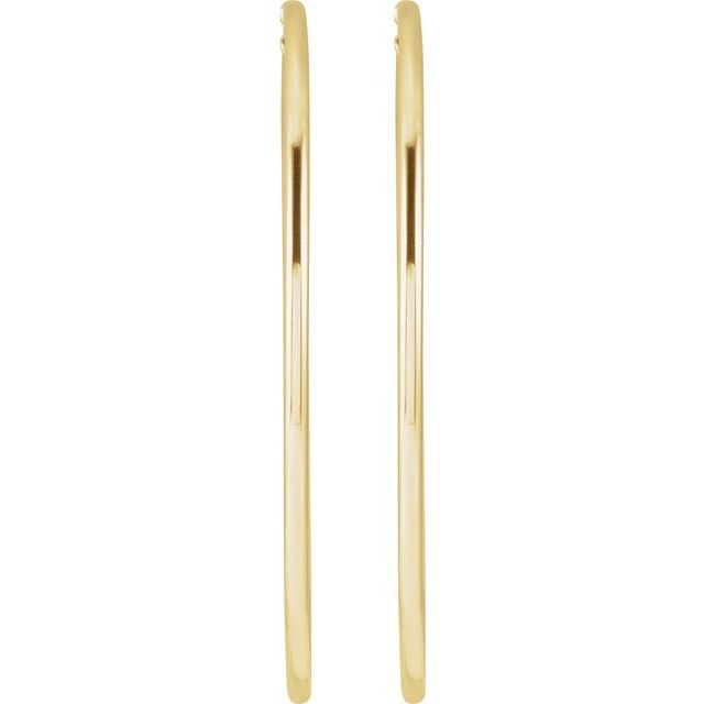 14K Yellow Gold 15 mm Polished Tube Hoop Earrings