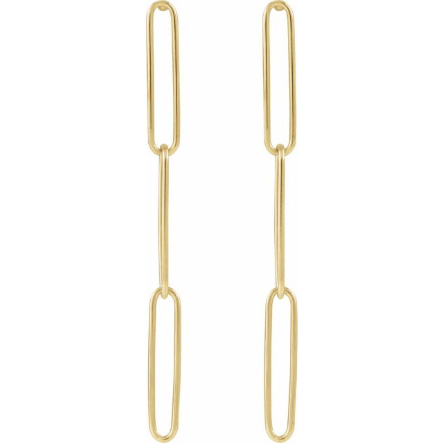 14K Yellow Gold Paperclip Earrings - Elegant Daily Wear