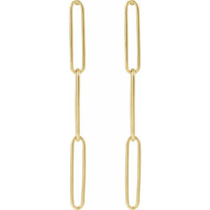 14K Yellow Gold Paperclip Earrings - Elegant Daily Wear