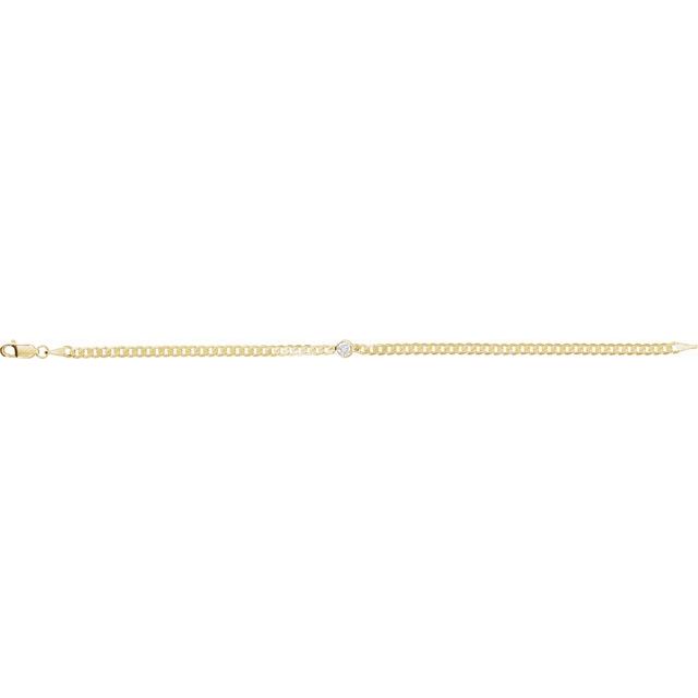 14K Yellow Gold, 7x5 mm Natural Diamond Link Bracelet - Elegant Design