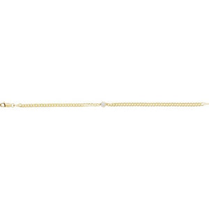 14K Yellow Gold, 7x5 mm Natural Diamond Link Bracelet - Elegant Design