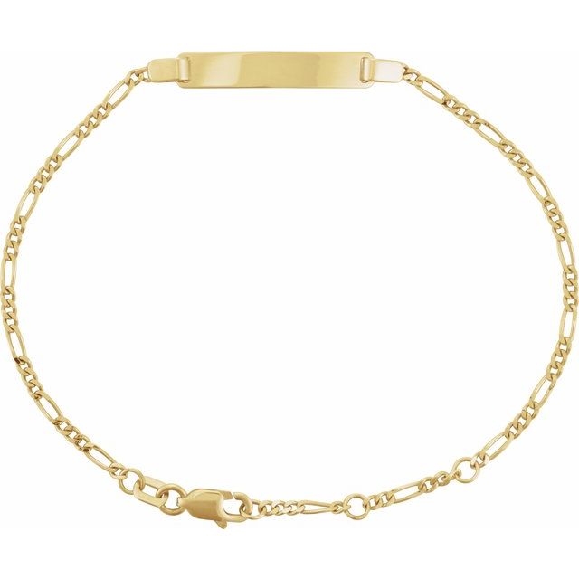 14K Gold Men's Figaro Adjustable Identification Bracelet