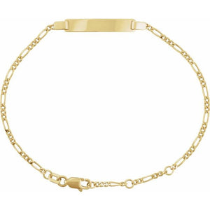 14K Gold Men's Figaro Adjustable Identification Bracelet